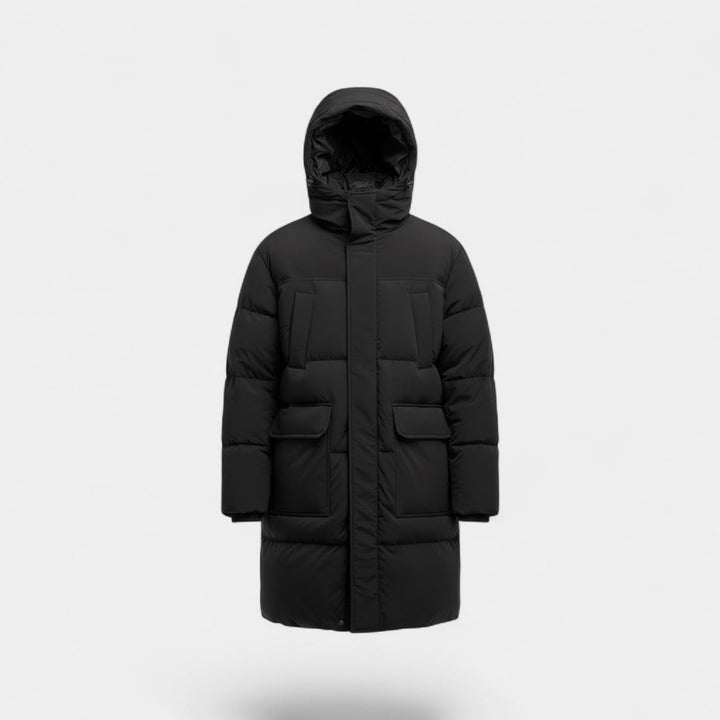 Men's Long Winter Coat – Waterproof Hooded Design