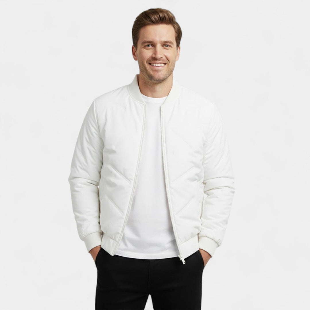 Men's Quilted Cotton Jacket – Half Height Stand Collar