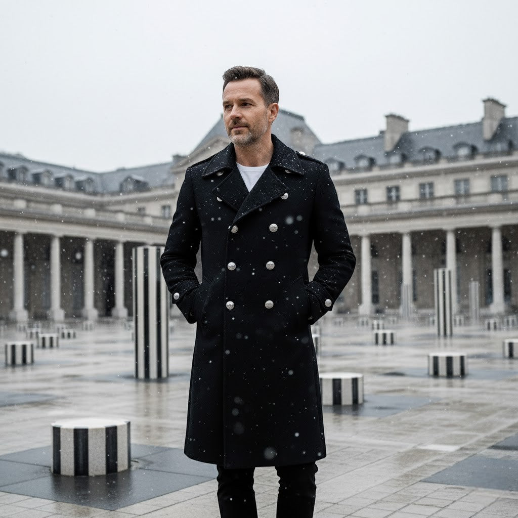Men's Double Breasted Wool Jacket – Structured Shoulders
