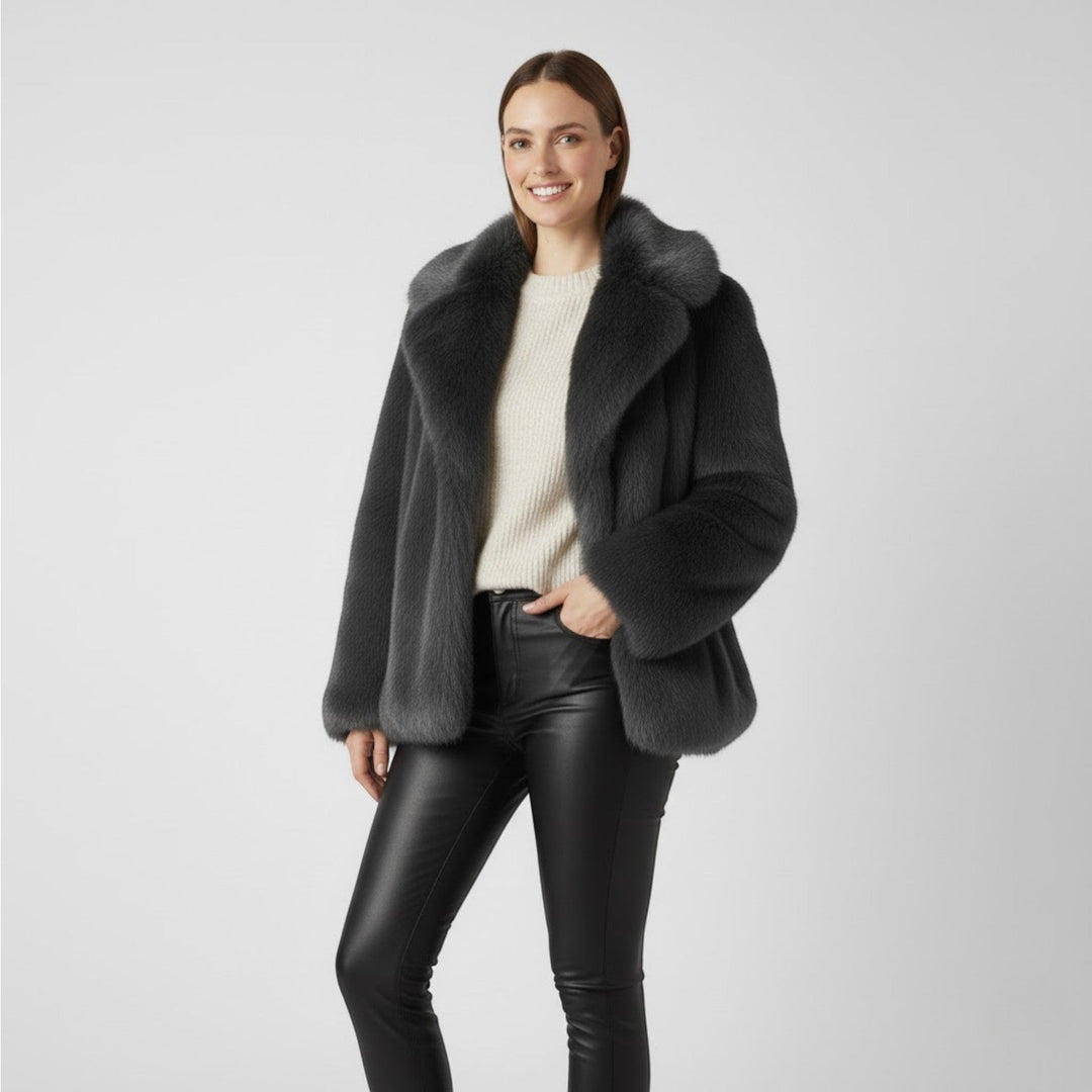 Women's Winter Coat – Faux Fur Lined Wide Lapels