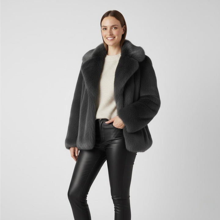 Women's Winter Coat – Faux Fur Lined Wide Lapels