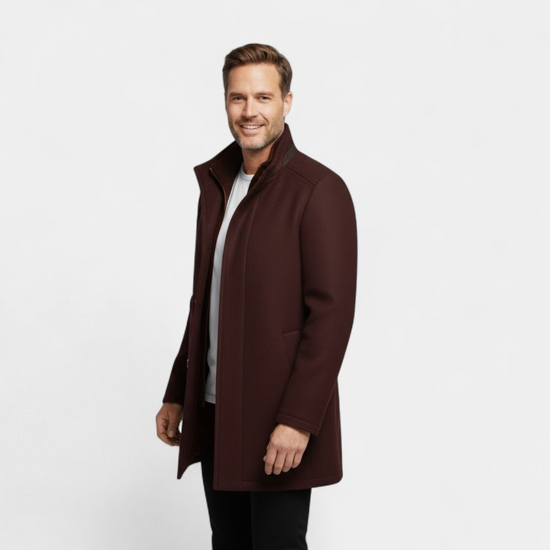 Men's Wool Coat – Double Collar with Removable Gilet