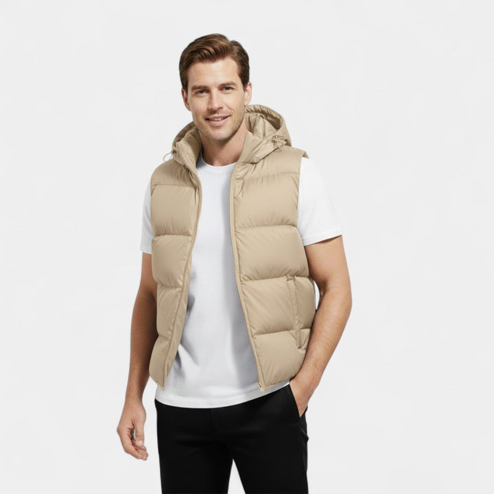 Men's Hooded Body Warmer – Thick Quilted Cotton