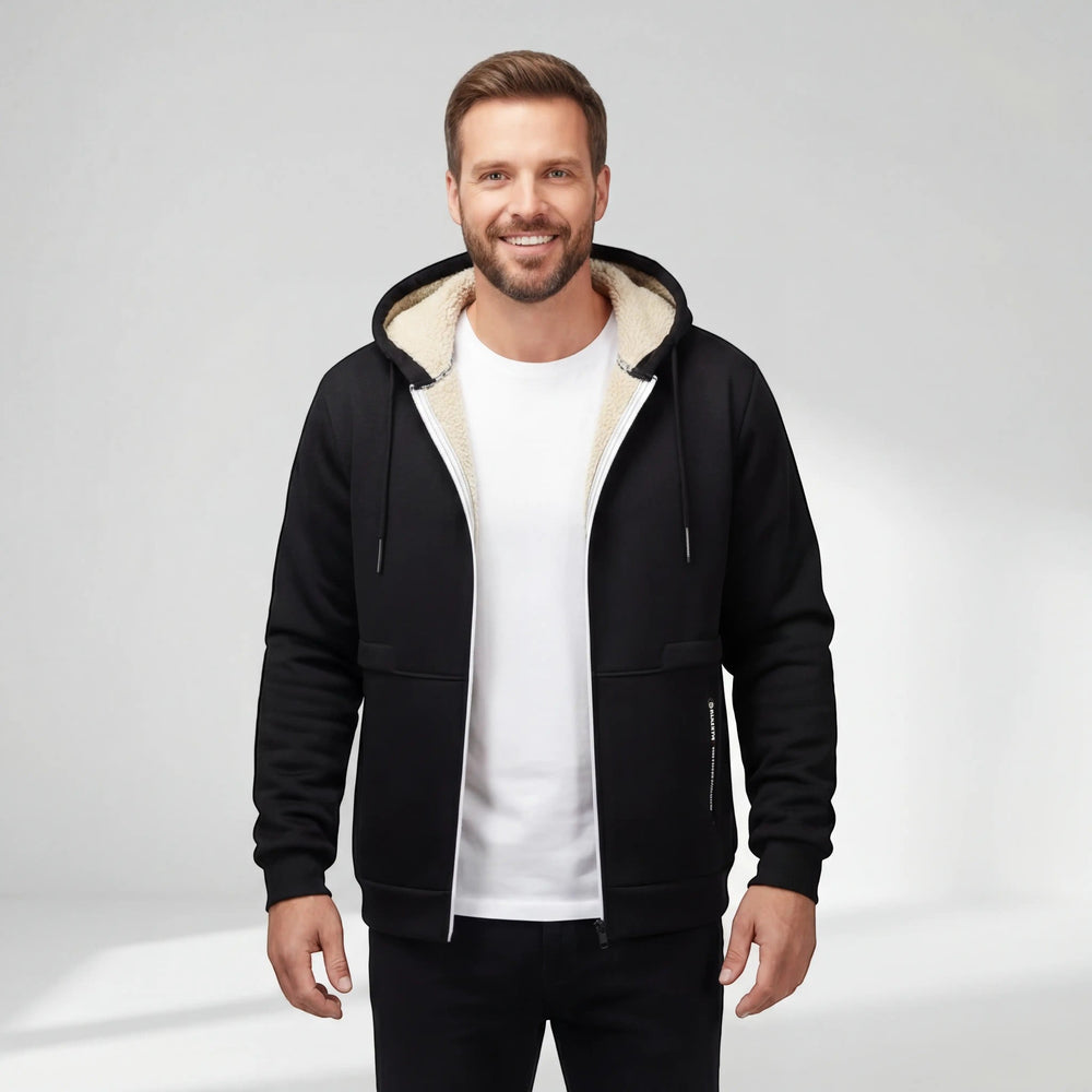 Men's Sherpa Fleece Zip Hoodie – Relaxed Fit Cardigan
