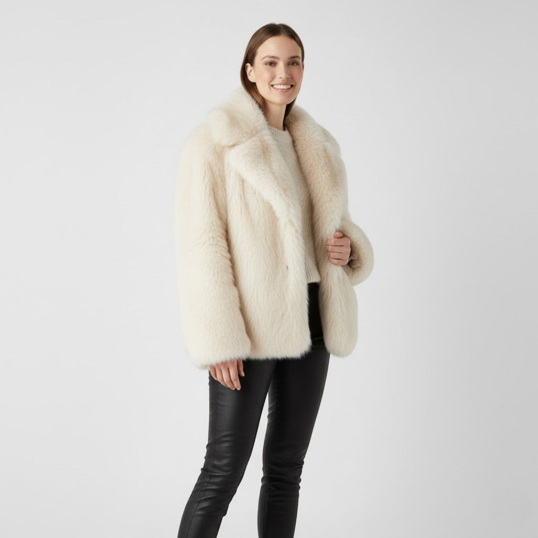 Women's Winter Coat – Faux Fur Lined Wide Lapels