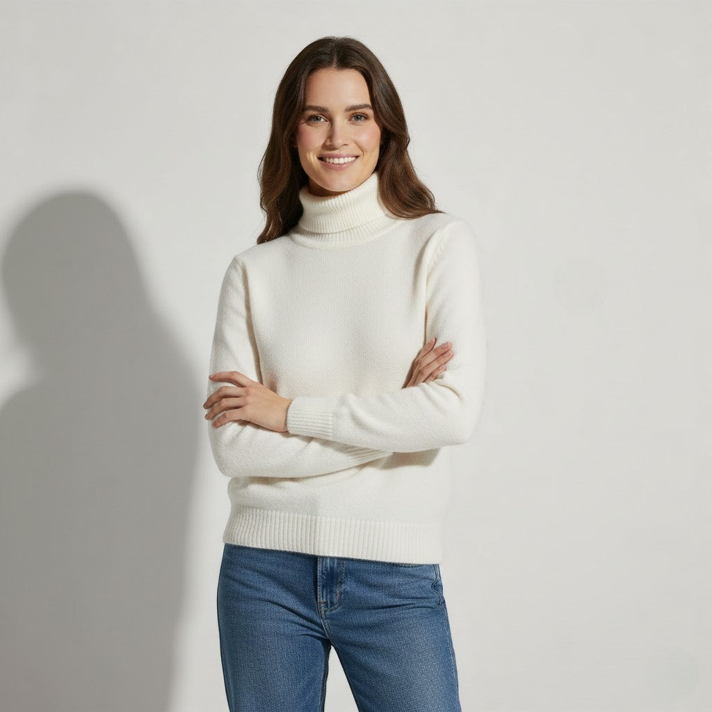 Women's Wool Blend Roll Neck Jumper – Relaxed Fit