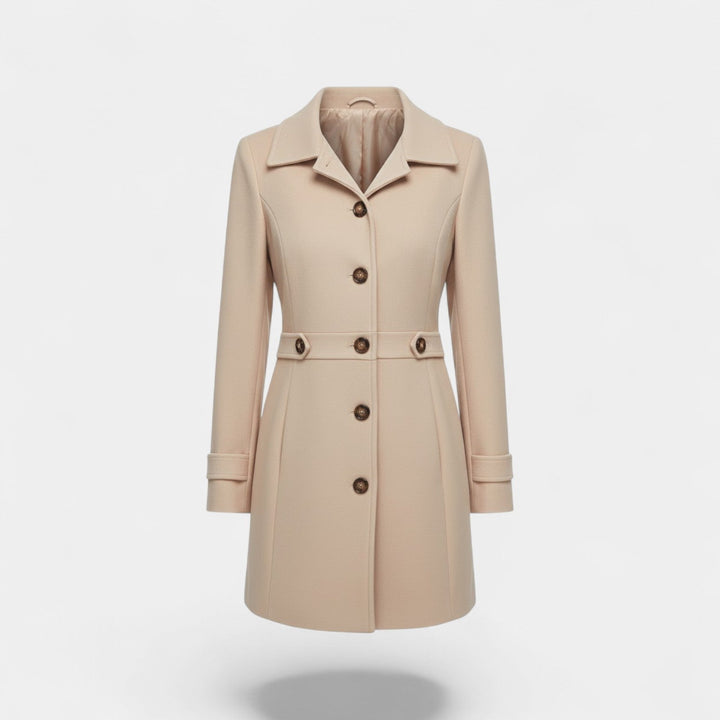 Women's Wool Blend Winter Coat – Mid Length Lapel Collar