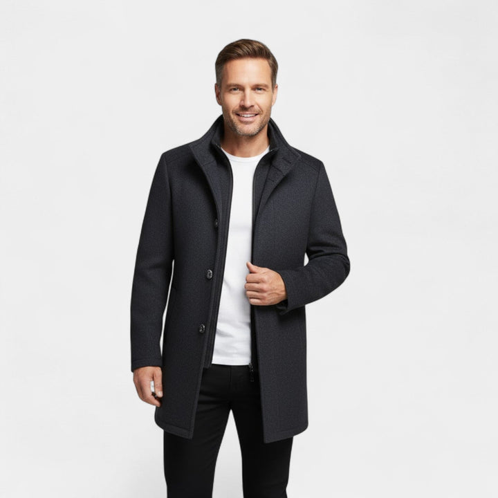 Men's Wool Coat – Double Collar with Removable Gilet