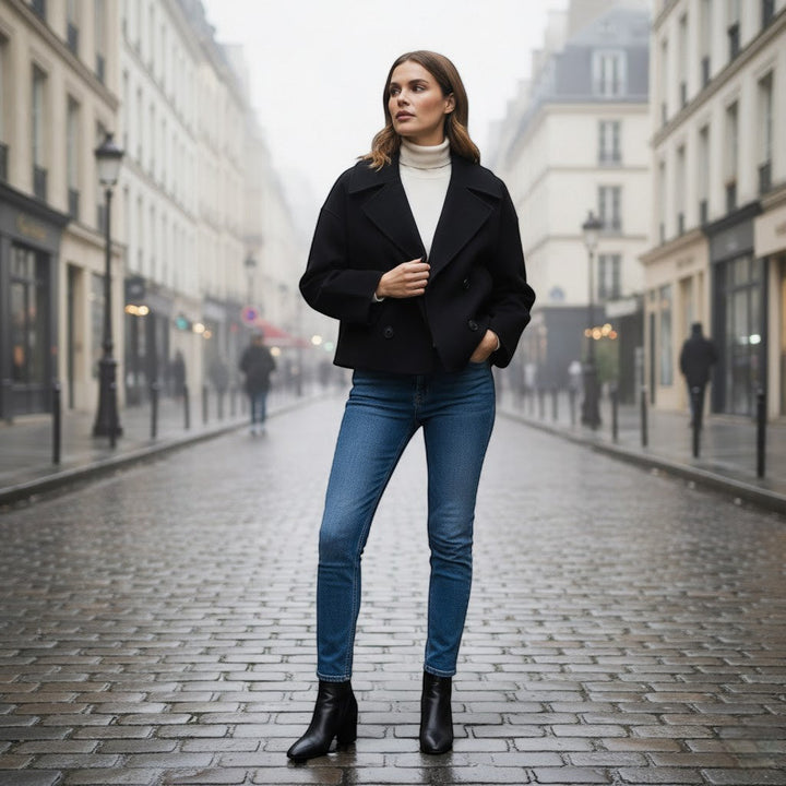 Women's Cropped Wool Jacket – Double Breasted Fit