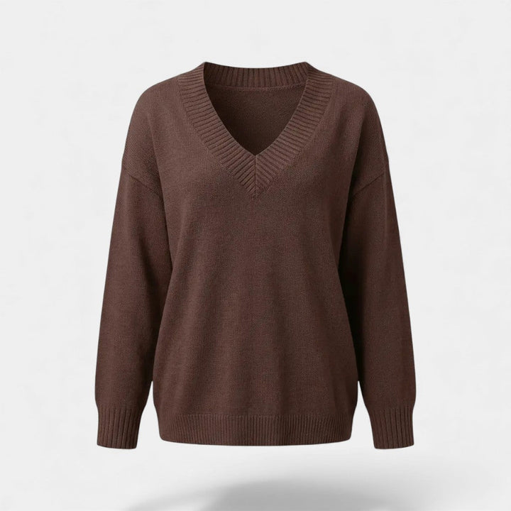 Women's Fine Knit V Neck Jumper – Relaxed Fluid Drape