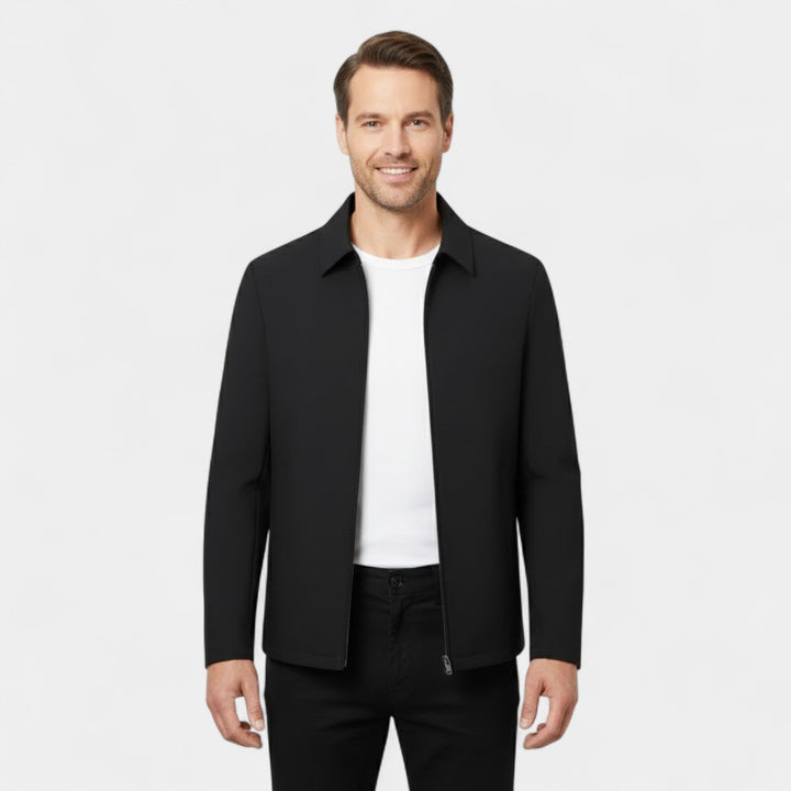 Men's Technical Fabric Coat – Polo Collar, Button Front