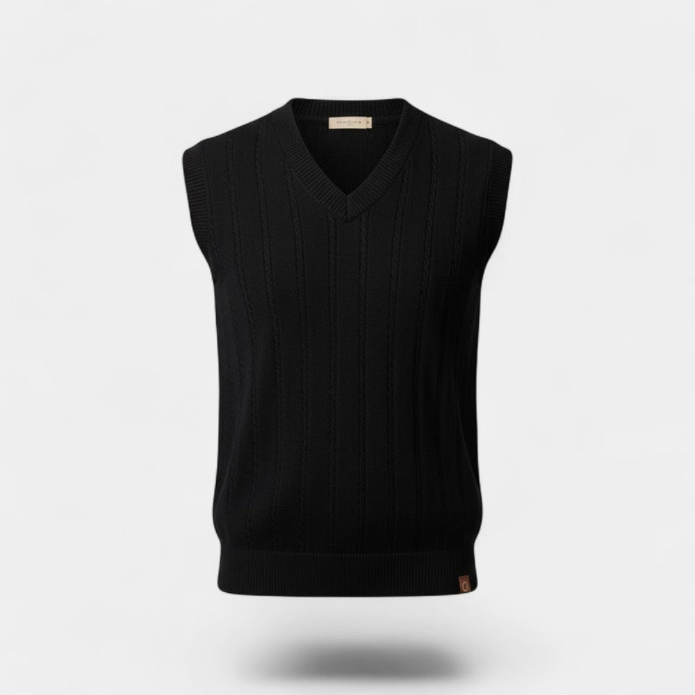 Men's Cable Knit Sleeveless Vest – Deep V Neckline