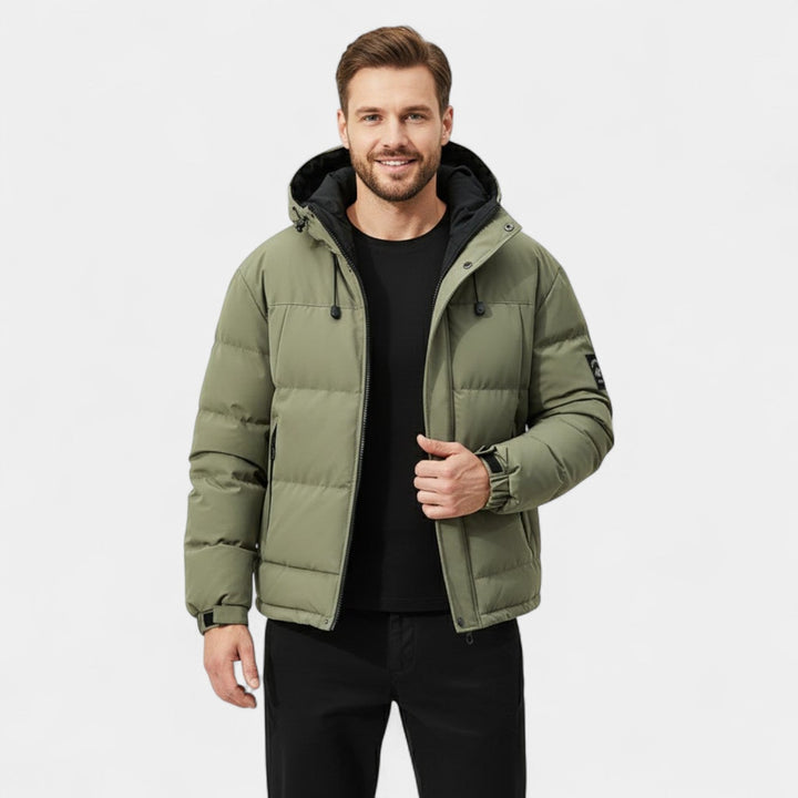 Men's Hooded Puffer Jacket – Thick Quilted Cotton Shell