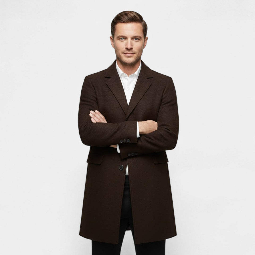 Men's Pure Wool Trench Coat – Long Classic Silhouette