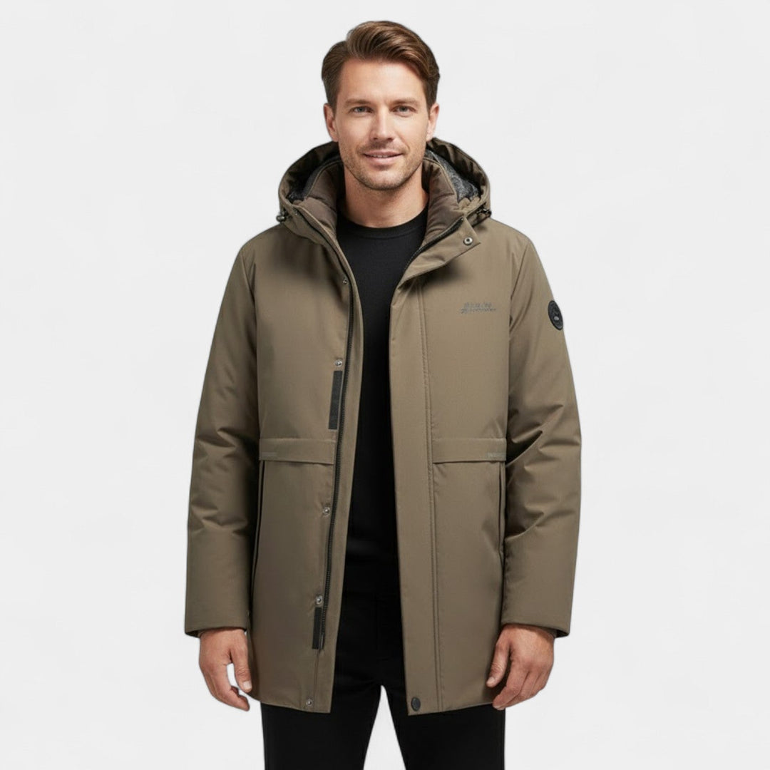 Men's Cotton Parka – Quilted Hood and Windproof Shell