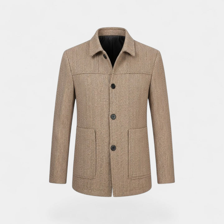 Men's Wool Coat – Lapel Collar, Business Casual Cut