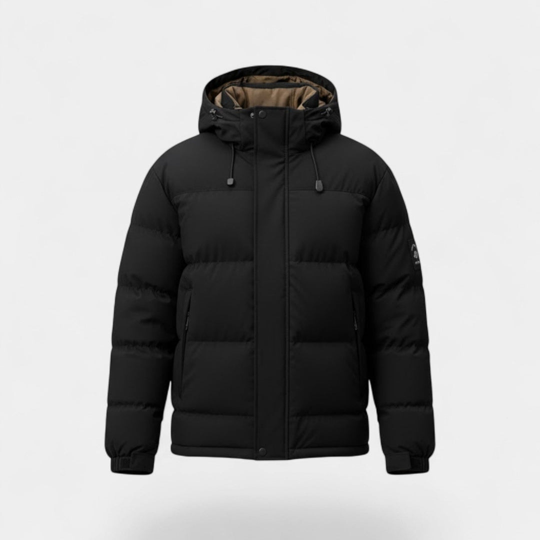 Men's Hooded Puffer Jacket – Thick Quilted Cotton Shell
