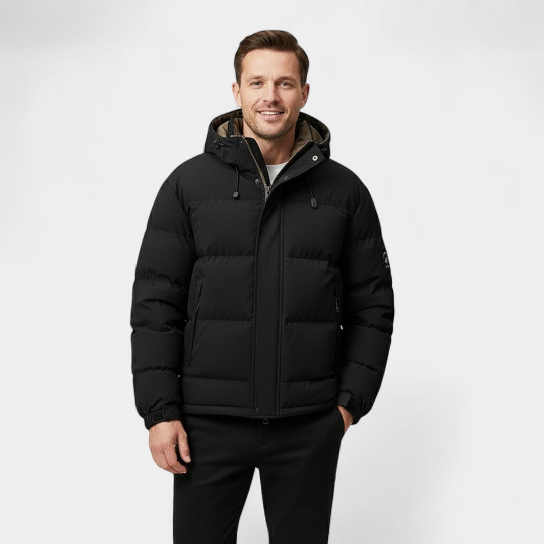 Men's Hooded Puffer Jacket – Thick Quilted Cotton Shell