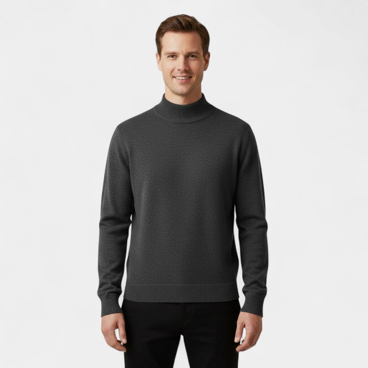 Men's Knitted Jumper – Half Stand Collar, Comfort Fit