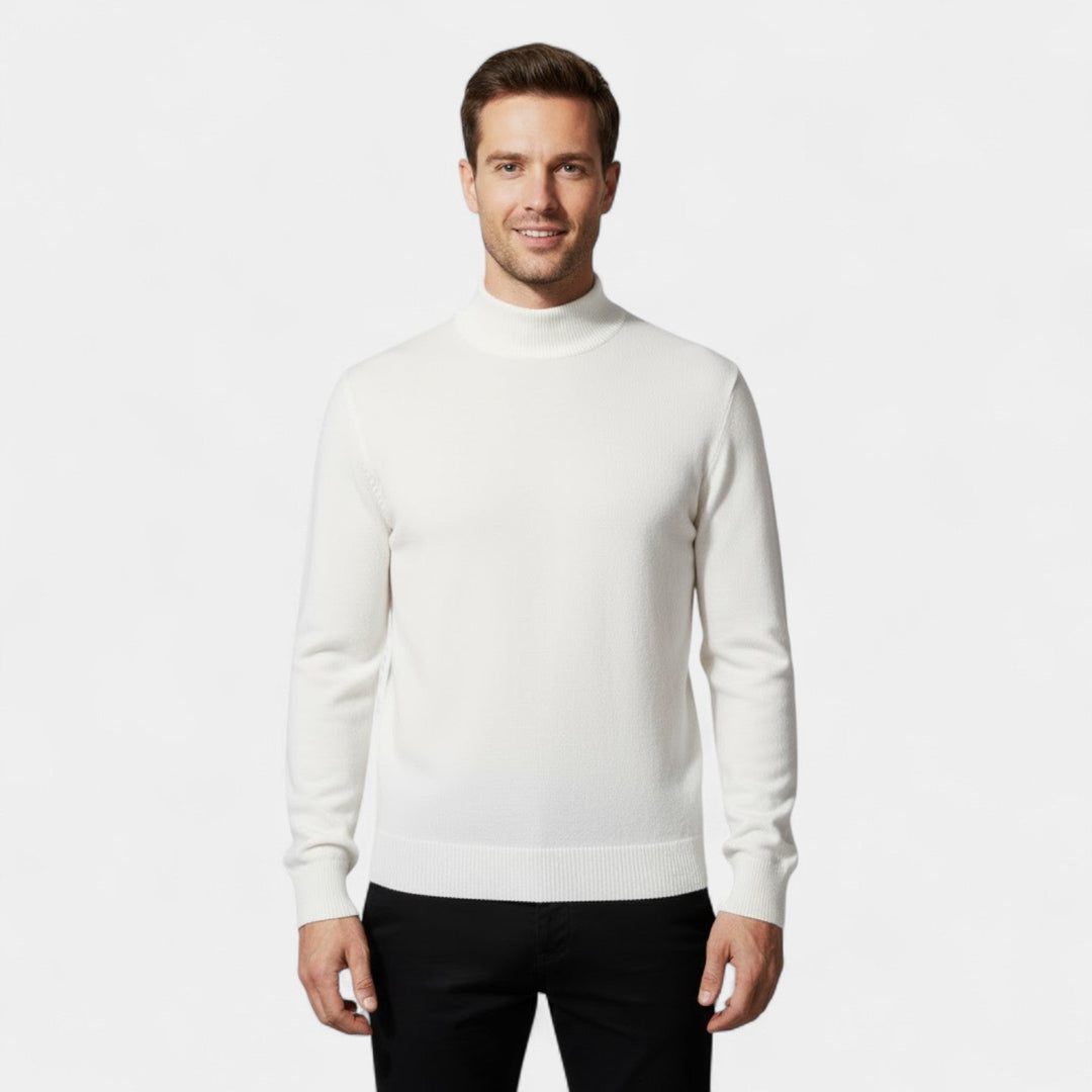 Men's Knitted Jumper – Half Stand Collar, Comfort Fit