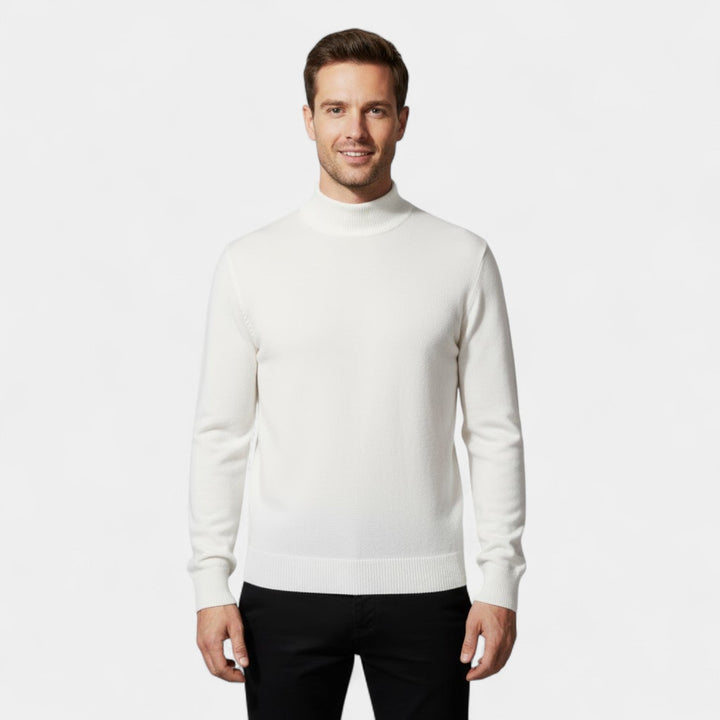 Men's Knitted Jumper – Half Stand Collar, Comfort Fit