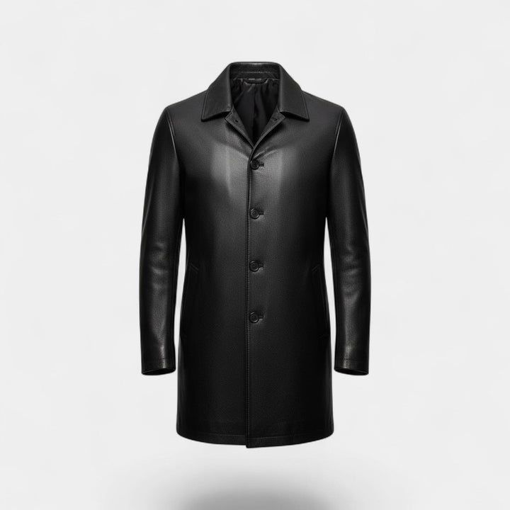 Men's Leather Jacket – Lapel Collar, Fleece Lined Warmth