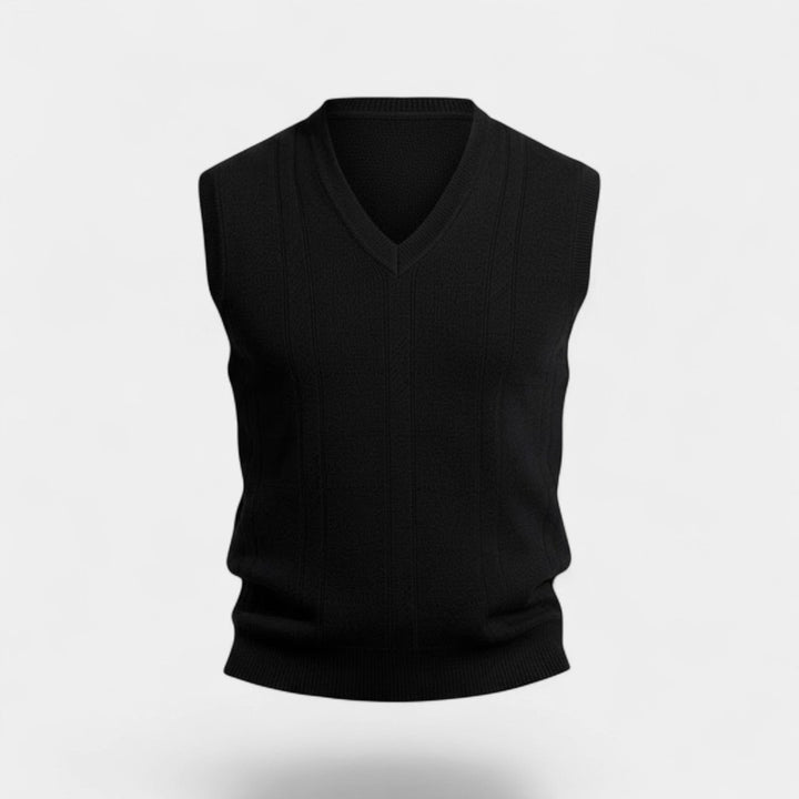 Men's Sleeveless Knit Vest – Deep V-Neck in Plain Colour