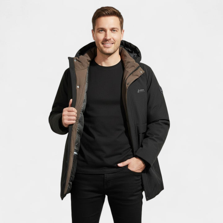 Men's Cotton Parka – Quilted Hood and Windproof Shell