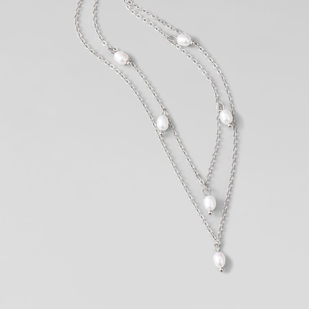Kayla Pearl Drop Silver-Tone Layered Necklace