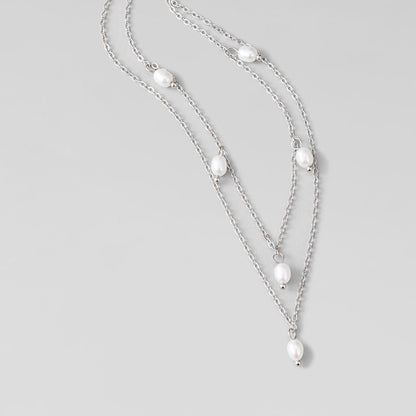 Kayla Pearl Drop Silver-Tone Layered Necklace