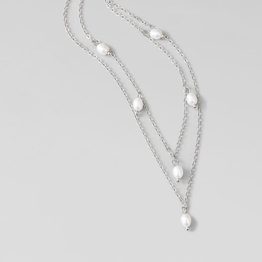 Kayla Pearl Drop Silver-Tone Layered Necklace