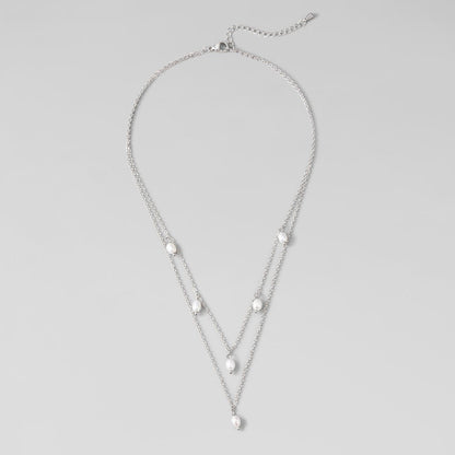 Kayla Pearl Drop Silver-Tone Layered Necklace