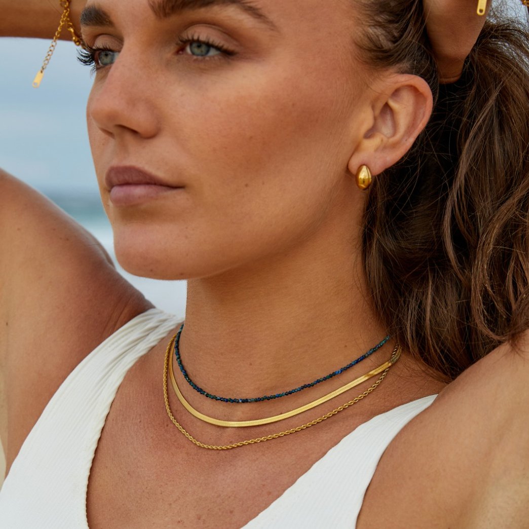 Lapis Blue Beaded Stone Necklace