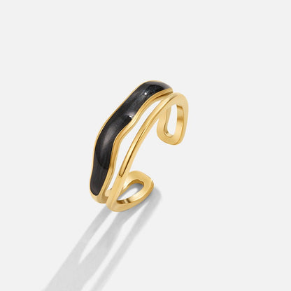 Layered Black Sahara Gold-Tone Ring