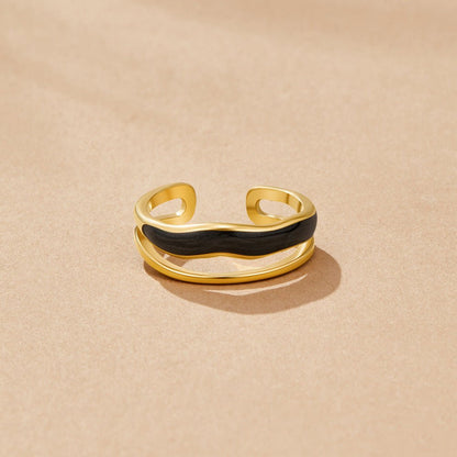 Layered Black Sahara Gold-Tone Ring