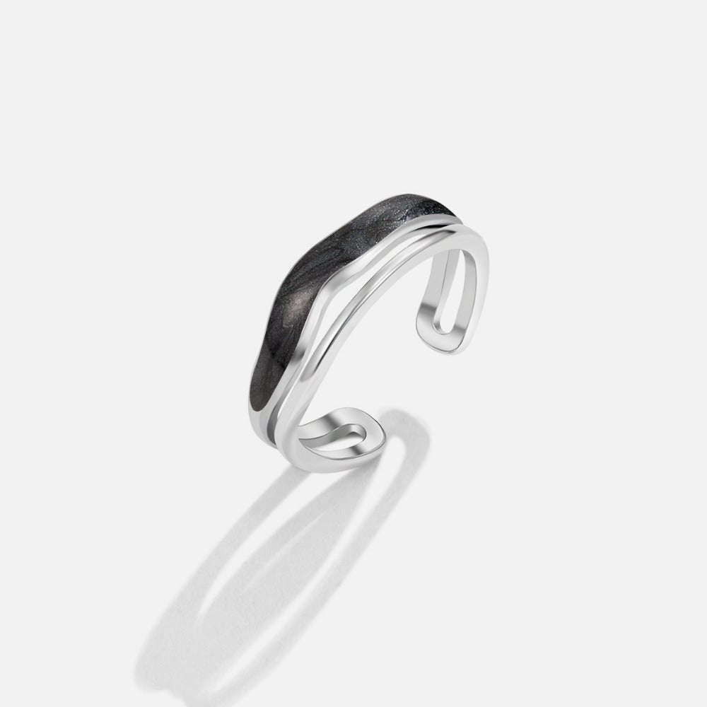 Sahara Black Silver-Tone Layered Ring