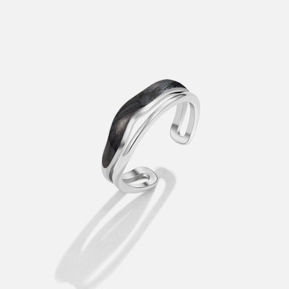 Sahara Black Silver-Tone Layered Ring