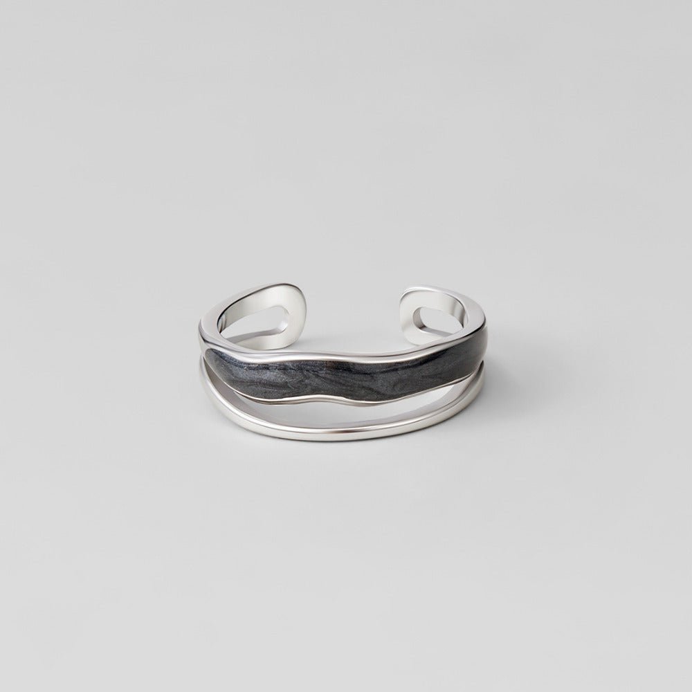 Sahara Black Silver-Tone Layered Ring