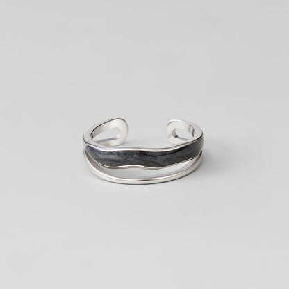 Sahara Black Silver-Tone Layered Ring