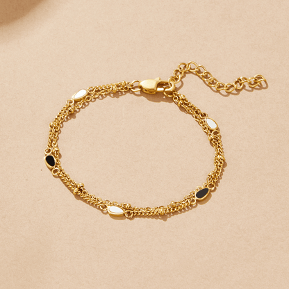 Layered Black and White Stone Bracelet