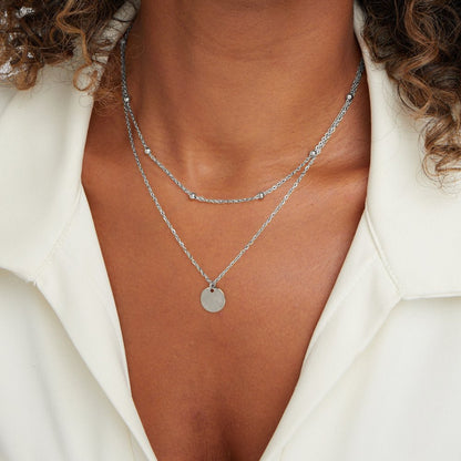 Silver-Tone Layered Disc Necklace
