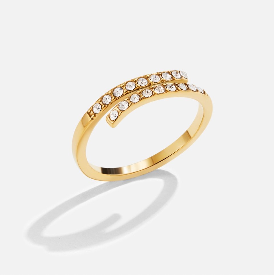 Layered Gold-Tone Crystal Wrap Ring