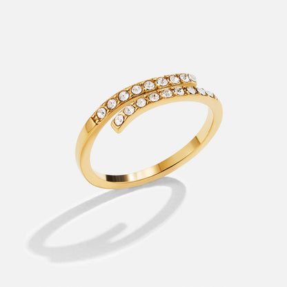 Layered Gold-Tone Crystal Wrap Ring