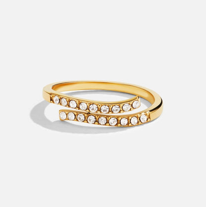 Layered Gold-Tone Crystal Wrap Ring