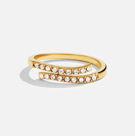Layered Gold-Tone Crystal Wrap Ring