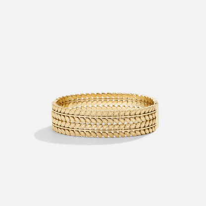 Layered Gold-Tone Leaf Bangle