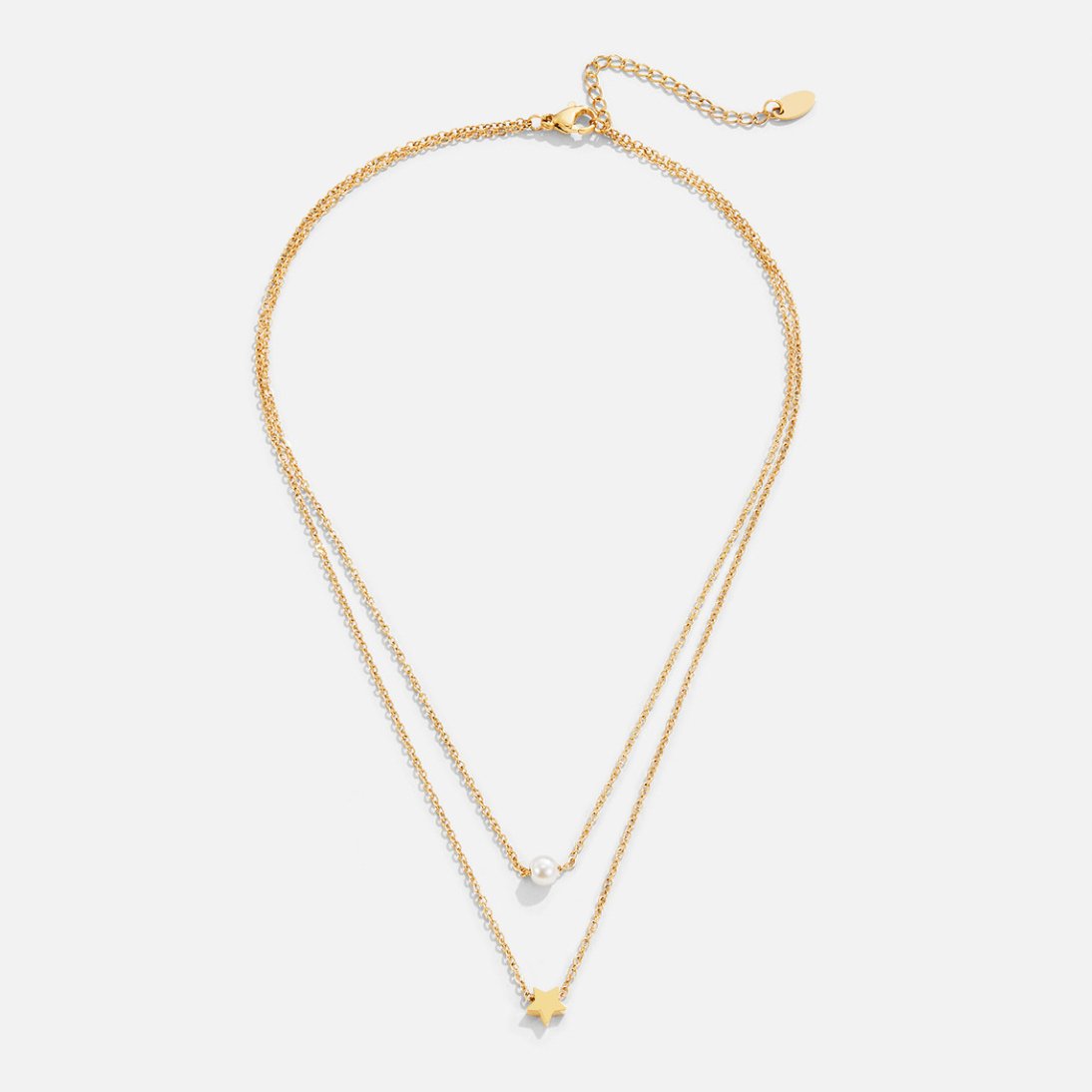 Layered Gold-Tone Star and Pearl Necklace