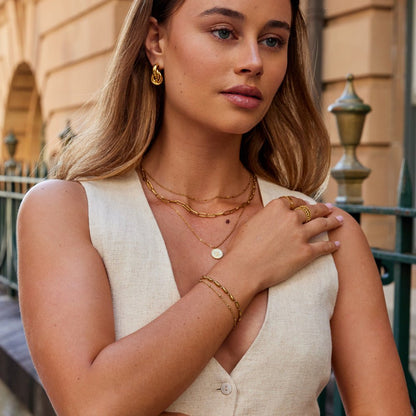 Layered Gold-Tone Wave Bracelet