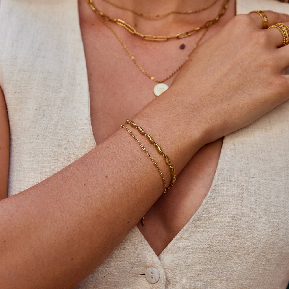 Layered Gold-Tone Wave Bracelet