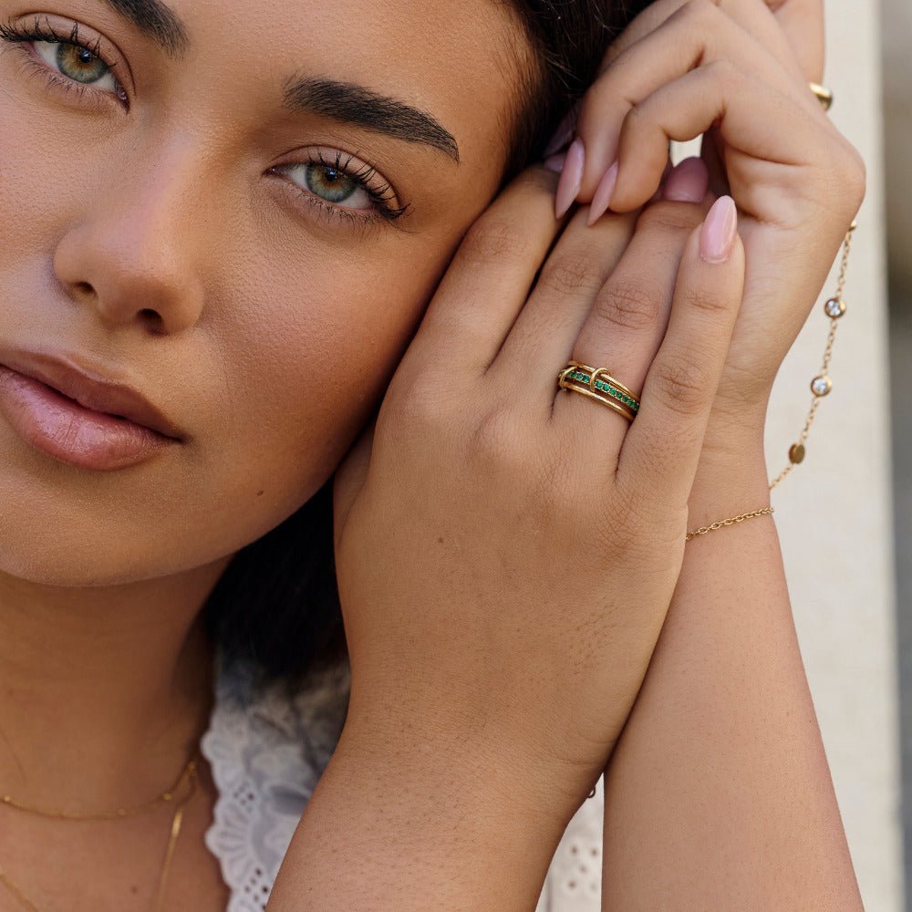 Layered Kaili Green Crystal Ring